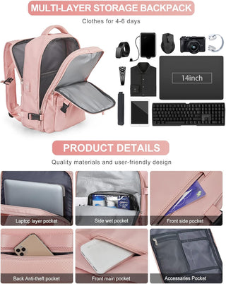 Dorany Extra Large Travel Backpack for Women as Person Item Flight Approved, 40L Carry On Backpack, 17 Inch Laptop Backpack, Waterproof Backpack, Hiking Backpack, School Bag