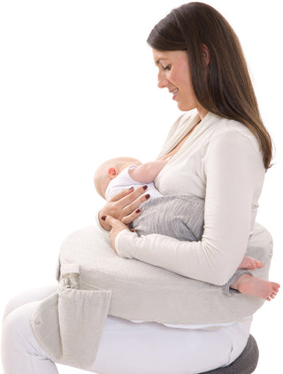 My Brest Friend Deluxe Nursing Pillow for Breastfeeding & Bottle Feeding, Enhanced Posture Support Feeding Pillow, Double Straps & Removable Extra Soft Slipcover, Evening Grey