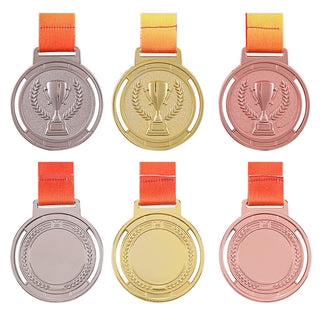 Gujiate Medals Metal Gold Silver Bronze Medals Winner Awards Olympic Style Medal with Rainbow Ribbon in Any Event, 2.55 inch, 3Pcs