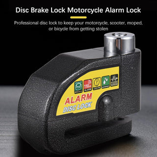 Eacam Disc Lock with Alarm Disc Brake Lock Motorcycle Alarm Lock Anti-Theft Security Wheel Disc Lock 110dB Alarm Waterproof with Reminder Cable 2pcs Keys, Disc Lock for Motorbike Bike Scooter