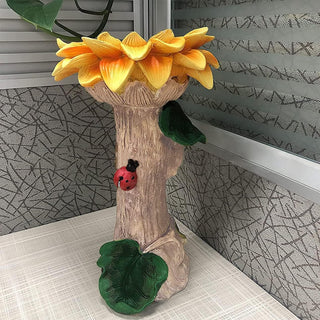 TOMVAES Bird Bath Bowl for Home Garden Wild Bird Food Storage Multi-Purpose Bird Tray Outdoors Standing Handmade Resin Wild Bird Feeders Tree-shaped Butterfly Feeder Fountain with Pedestal