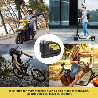 Eacam Disc Lock with Alarm Disc Brake Lock Motorcycle Alarm Lock Anti-Theft Security Wheel Disc Lock 110dB Alarm Waterproof with Reminder Cable 2pcs Keys, Disc Lock for Motorbike Bike Scooter