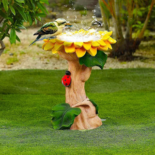 TOMVAES Bird Bath Bowl for Home Garden Wild Bird Food Storage Multi-Purpose Bird Tray Outdoors Standing Handmade Resin Wild Bird Feeders Tree-shaped Butterfly Feeder Fountain with Pedestal