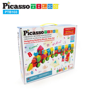 PicassoTiles 120pcs HedgehogTiles Building Block, Stacking Interlock Teeth Construction Sensory Gift STEM Toy for Kids Toddlers Age 3 + PTB120