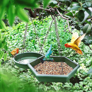 TOYBY Hanging Bird Bath Hanging Bird-Feederm, 2 in 1 Hanging Bird Feeder & Bird Bath for Outside,Bird Feeder Plate Hanging Tray Bird Bath Tray Hanging Bird Water or Bird Seed hanging bird baths