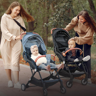 MOON Ritzi Light Weight Travel Cabin Stroller/Pushchair for Baby/Kids/Toddler from 0 Months+ Upto 15 kg, Black/Blue Dots