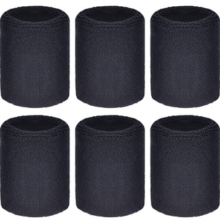 6 Pack Wrist Sweatbands Tennis Wrist Bands Absorbent Sweatbands for Football Basketball Running Athletic Sports and Working Out