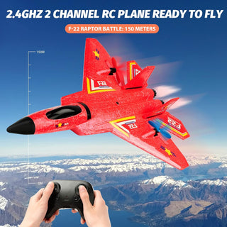 RoofWorld RC Plane, F22 Airplane Fighter Ready to Fly, 2.4Ghz 2 Channel Remote Control Airplanes Toy for Boys Girls Kids Beginners Blue02