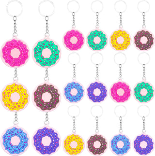 REMEL 36pcs Sweet Donut Keychain Donut Party Favors for Kids Boy Girl Sweet Doughnut Theme Birthday Party Supplies Goodie Bag Fillers