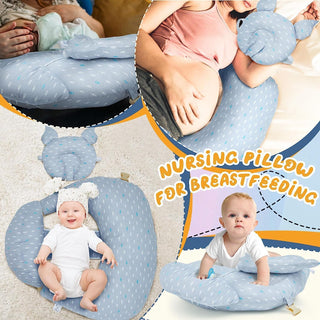 ANTOLE Multipurpose Nursing Pillow,Large Breastfeeding Pillow for More Support for Mom and Baby,Ergonomic Baby Feeding Pillow with Adjustable Waist Strap and Removable Cotton Cover (Grey)