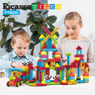PicassoTiles 120pcs HedgehogTiles Building Block, Stacking Interlock Teeth Construction Sensory Gift STEM Toy for Kids Toddlers Age 3 + PTB120