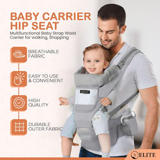 Deal Hunt 6 in 1 Baby Carrier Hip Seat, Multifunctional Baby Strap Waist Carrier for walking, Shopping, Trip, Hiking - Adjustable Size & Suitable for 0-36 Months Baby with Gift Box Packaging (Grey)