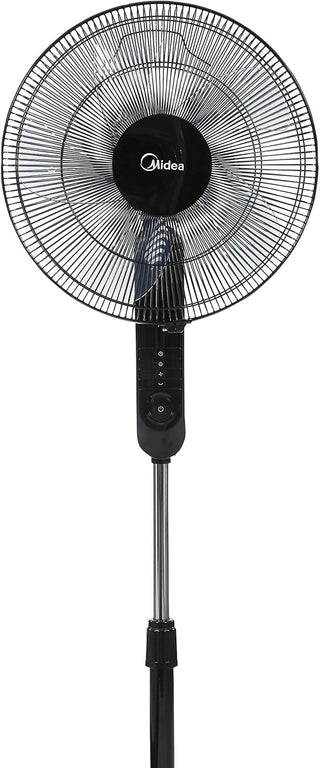 Midea Pedestal Stand Fan with Remote Control, 16 inch, 3D Oscillation Directions, 3 Speed Levels & Adjustable Height, 5 Leaf Blade with 7.5 Hours Timer, Best for Home & Office, Black, FS4015FR