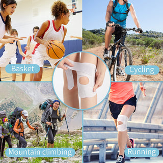 FDTY Knee Brace with Side Stabilizers Relieve Meniscal Tear Knee Arthritis, Breathable Adjustable Knee Support Suitable for Men and Women with Sports Injuries (Medium, White (Left))