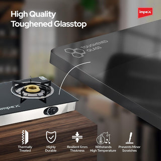 Impex - 2 Burner Automatic Ignition Gas Stove, Glass Top, FFD Safety - IGS 1212F | إمبكس - موقد غاز إشعال أوتوماتيكي 2 شعلة ، سطح زجاجي ، أمان FFD
