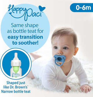 Dr Brown's HappyPaci 100% Silicone Soother, Blue, 2 Pack