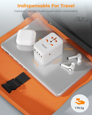 TESSAN Universal Adapter, Worldwide Travel Plug Adaptor with 2 USB A and 3 USB C Ports, International Travel Adapter for EU, UK, USA, AU, Power Socket Charger for Multi Countries