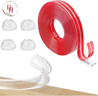 DEAL HUNT Child Proof Edge and Corner Protector Kit -Soft Silicone Bumper Strip with 4 Round & 4 L-Shaped Corner Guards - Baby Safety Corner Guards for Table Protection