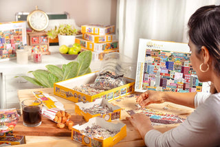 BRAIN TREE Amsterdam 1000 Piece Puzzles for Adults Kids 12+ Unique Puzzles 4 Puzzle Sorting Trays, Droplet Technology for Anti Glare & Soft Touch 27.5Lx19.5W Inch