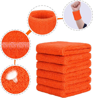 6 Pack Wrist Sweatbands Tennis Wrist Bands Absorbent Sweatbands for Football Basketball Running Athletic Sports and Working Out