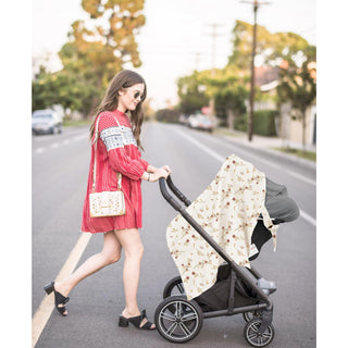 Konssy Muslin Nursing Cover for Baby Breastfeeding, Breathable 100% Cotton Breastfeeding Cover with Rigid Hoop for Mother Nursing Apron, Multi-use Carseat, Brown (BRJ05)