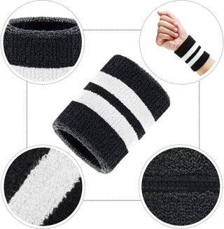 6 Pack Wrist Sweatbands Tennis Wrist Bands Absorbent Sweatbands for Football Basketball Running Athletic Sports and Working Out