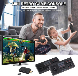 Wireless Mini Retro Game Console, 1500 Classic Games Handheld Classic Video Games Console Portable Gaming Device Compact Gaming Console with 2 Wireless Controllers for Family Fun Entertainment