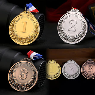 BoodLo 3 Pcs Number Medals Metal Gold Silver Bronze Award Medals with Ribbon Lockets Winner Rewards Children Sports Competition Prizes 2 inches
