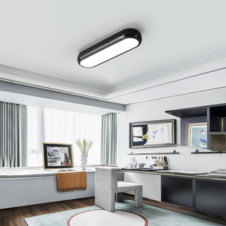 JIINOO Modern Black LED Ceiling Light, 32W Surface Flush Mount Acrylic Ceiling Lamp 15.7" Wraparound Shape Linear Close to Ceiling Lighting Fixture for Office Hallway Bedroom Living Room, 6500K