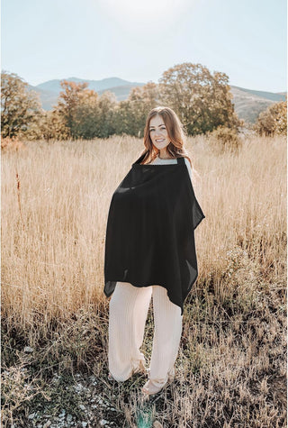Konssy Muslin Nursing Cover for Baby Breastfeeding, Breathable 100% Cotton Breastfeeding Cover with Rigid Hoop for Mother Nursing Apron, Multi-use Carseat, Brown (BRJ05)
