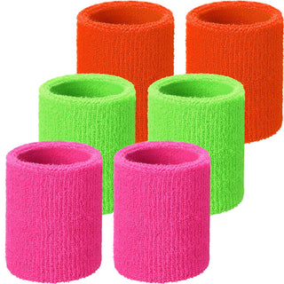 6 Pack Wrist Sweatbands Tennis Wrist Bands Absorbent Sweatbands for Football Basketball Running Athletic Sports and Working Out
