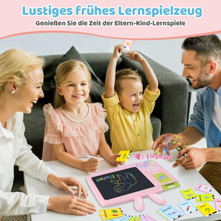 Talking Flash Cards Learning Toys for Toddlers 1-6 Year Old,British English, 224 Words, Audible Educational Toys, Preschool Learning Resource Electronic Interactive Toy Birthday Gifts for Kids-Pink