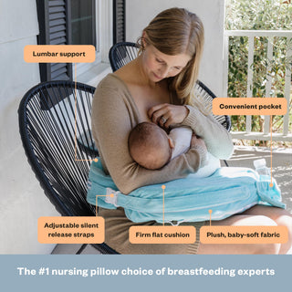 My Brest Friend Deluxe Nursing Pillow for Breastfeeding & Bottle Feeding, Enhanced Posture Support Feeding Pillow, Double Straps & Removable Extra Soft Slipcover, Evening Grey