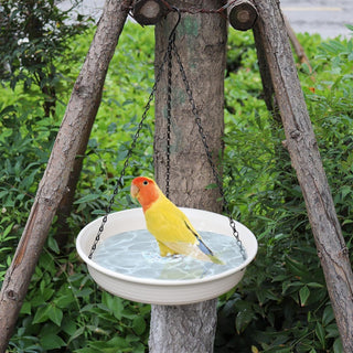 MAKINGTEC Bird Bath Hanging Bird Feeder - Garden Bird Bat Bird Feeder Plate Hanging Tray Bird Bath Tray Hanging Bird Water or Bird Seed Hanging Bird Baths for Outdoors (Beige)