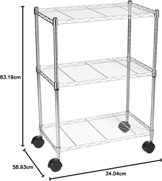 Amazon Basics 3-Shelf Adjustable, Heavy Duty Storage Shelving Unit (113.3 kilograms loading capacity per shelf), Steel Organizer Wire Rack, Black, 58.9 x 34 x 193.5 centimeters