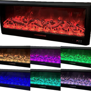 Electric Fireplaces with 7 Colors and Heater Decorative Electrical Fireplace, Remote Control with Timer and Room Temprature Display (127cm)