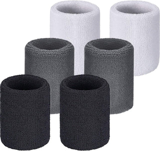 6 Pack Wrist Sweatbands Tennis Wrist Bands Absorbent Sweatbands for Football Basketball Running Athletic Sports and Working Out