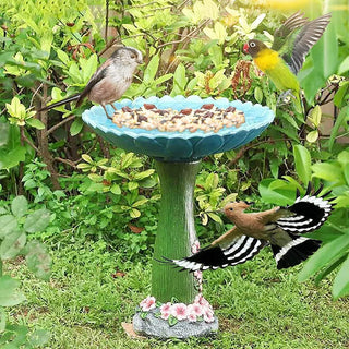 TOMVAES Bird Bath Bowl for Home Garden Wild Bird Food Storage Multi-Purpose Bird Tray Outdoors Standing Handmade Resin Wild Bird Feeders Tree-shaped Butterfly Feeder Fountain with Pedestal