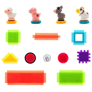 PicassoTiles 120pcs HedgehogTiles Building Block, Stacking Interlock Teeth Construction Sensory Gift STEM Toy for Kids Toddlers Age 3 + PTB120