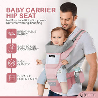 Deal Hunt 6 in 1 Baby Carrier Hip Seat, Multifunctional Baby Strap Waist Carrier for walking, Shopping, Trip, Hiking - Adjustable Size & Suitable for 0-36 Months Baby with Gift Box Packaging (Grey)