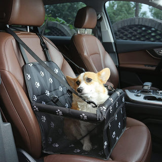 Nyganmelloz Pet Dog Car Booster Seat Travel Carrier Cage Portable Folding Carrier with Seat Belt Oxford Breathable Folding Soft Washable Travel Bags for Dog Cats or Other Small Pet