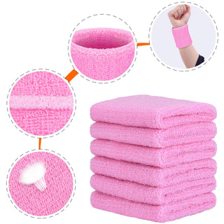 6 Pack Wrist Sweatbands Tennis Wrist Bands Absorbent Sweatbands for Football Basketball Running Athletic Sports and Working Out