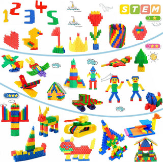 AM ANNA 800 Pieces Building Blocks Kids STEM Toys Educational Building Toys,Building Blocks Construction Toy Creativity Classroom Activities Toys,Interlocking Gear Learning Toys for Boys Girls Aged 3+