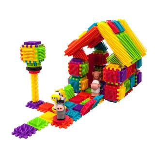 PicassoTiles 120pcs HedgehogTiles Building Block, Stacking Interlock Teeth Construction Sensory Gift STEM Toy for Kids Toddlers Age 3 + PTB120