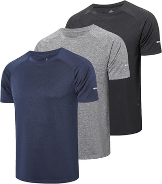 Gaiatiger 3 Pack Men T-Shirt Quick Dry Work Shirts Moisture Wicking Active Athletic Training Short Sleeve Tops