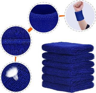 6 Pack Wrist Sweatbands Tennis Wrist Bands Absorbent Sweatbands for Football Basketball Running Athletic Sports and Working Out