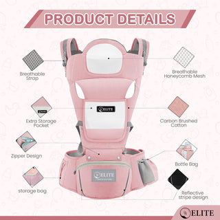 Deal Hunt 6 in 1 Baby Carrier Hip Seat, Multifunctional Baby Strap Waist Carrier for walking, Shopping, Trip, Hiking - Adjustable Size & Suitable for 0-36 Months Baby with Gift Box Packaging (Grey)