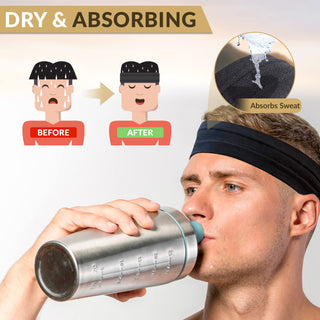 Empire 2 Pack Black Headband, Head Band for Woman Sport Headband for Men, FREE HOME WORKOUT E-BOOK, Gym Hair Band, Running Sweat Bands, Silicon Non Slip Exercise Headbands, Headband Women