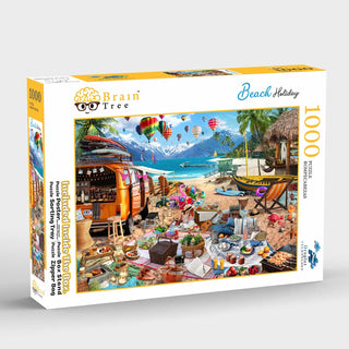 BRAIN TREE Amsterdam 1000 Piece Puzzles for Adults Kids 12+ Unique Puzzles 4 Puzzle Sorting Trays, Droplet Technology for Anti Glare & Soft Touch 27.5Lx19.5W Inch