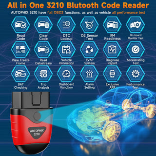 AUTOPHIX 3210 Bluetooth OBD2 Scanner Enhanced Universal Car Code Readers & Scan Tools Diagnostic Scanner with Performance Test Battery Test Check Engine Light Exclusive APP for iPhone, iPad & Android